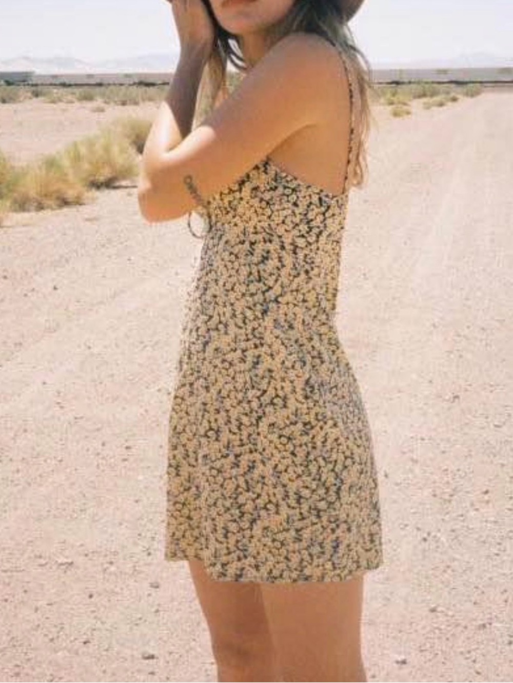 Yellow & Black Floral Slip Dress from Motel Rocks